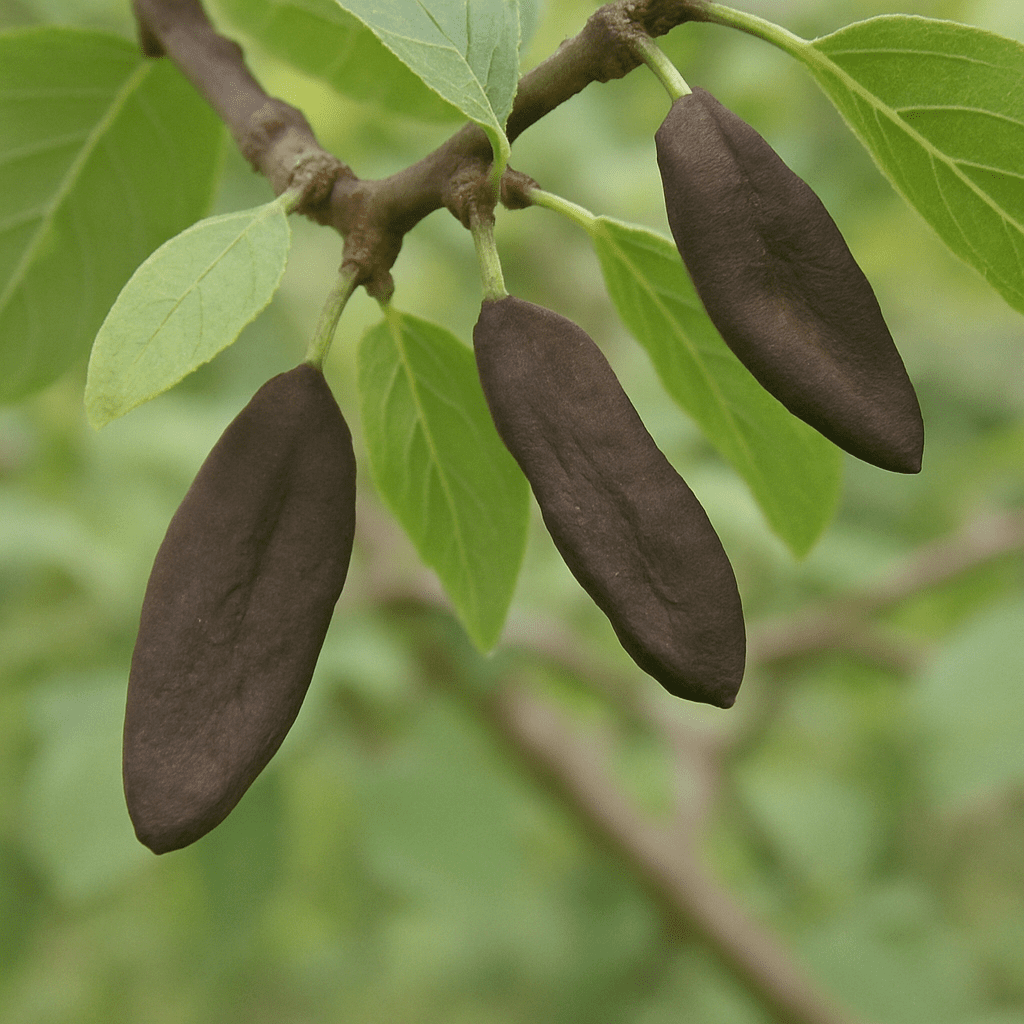 Verformte, längliche und flache Früchte ohne Kern durch die Narrenkrankheit am Zwetschgenbaum