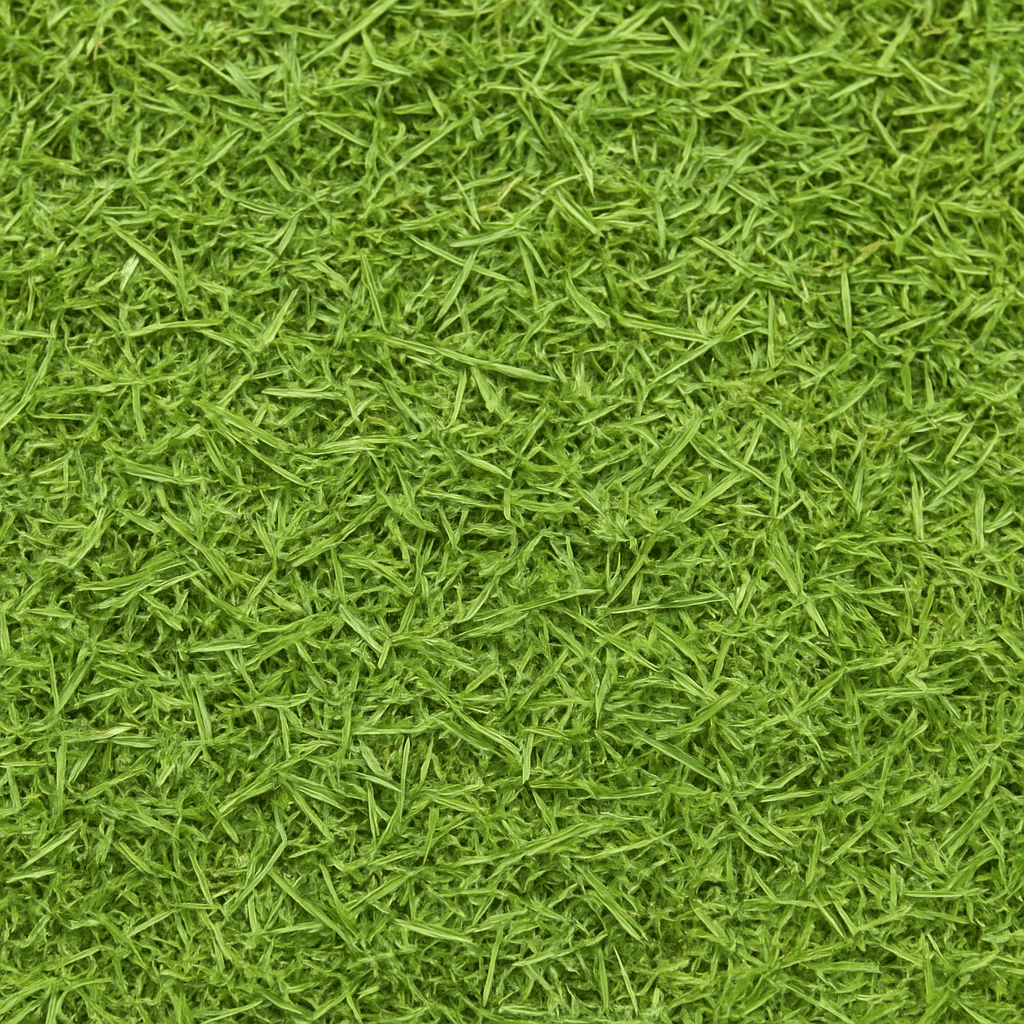 Eine Nahaufnahme von feinem, gleichmäßig verteiltem Grasschnitt auf dem Gartenboden